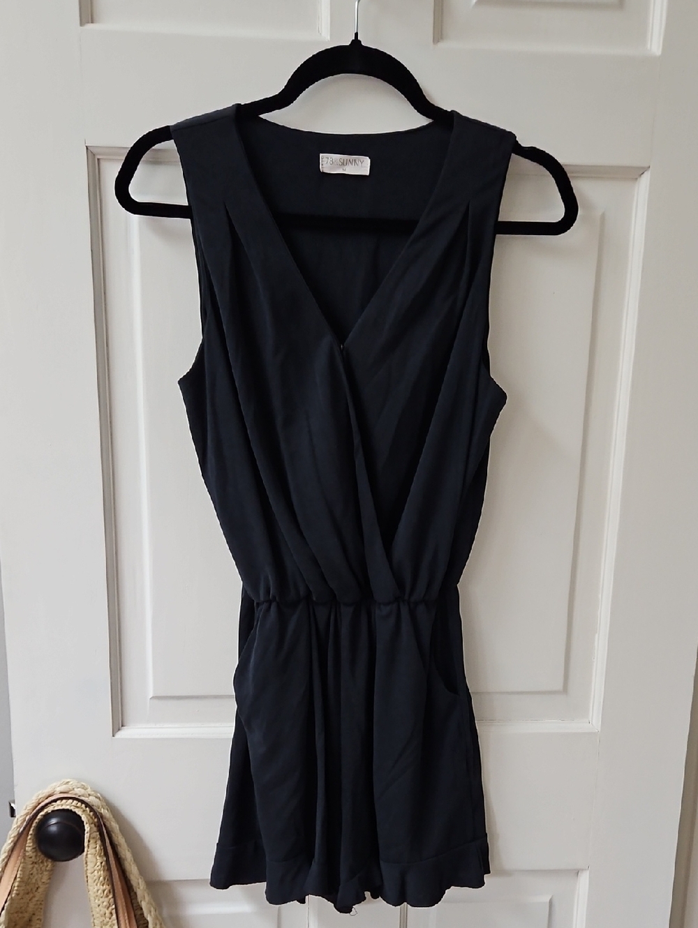 78& Sunny Deep Navy Sleeveless Wrap Romper